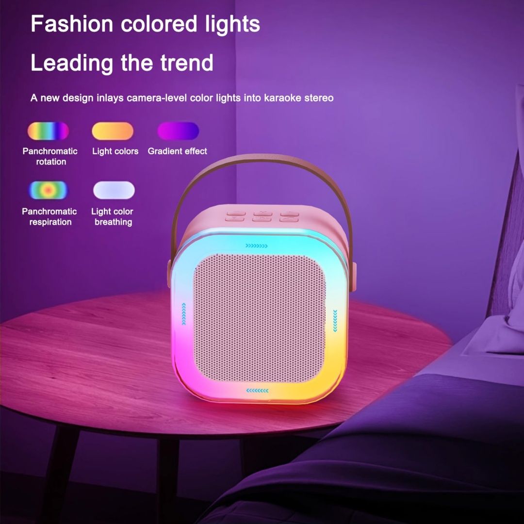 Bluetooth Karaoke Machine for Kids Adults, Portable Mini Karaoke Speaker with 2 Wireless Mic, LED Light Music Toys for Christmas Gift