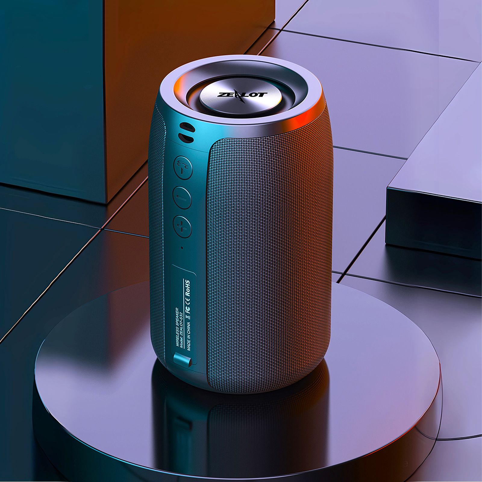 ZEALOT S32 Portable Bluetooth Speaker, Wireless Speaker, S32 Samll Outdoor Speaker, IPX5 Water Resistant, Stereo Pairing/USB/MIC/TF Card/AUX for iOS Andriod Men's, Children's Gift - Black